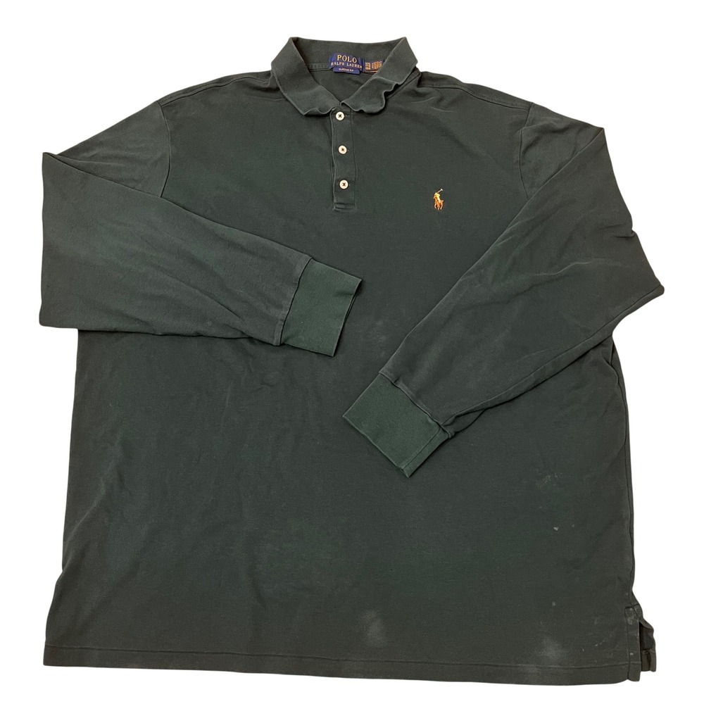 Polo Ralph Lauren Long Sleeve‎ Polo Mens XXL Green Classic Fit flesh Pony Logo
